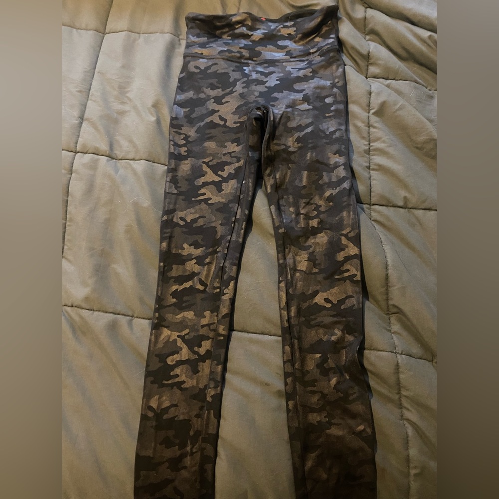Spanx Faux Leather Camo Leggings